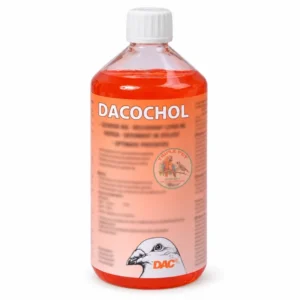 תוסף תזונה לכבד DAC דאקוכול Dacochol – בקבוק ליטר עם מתיונין וכולין, מכסה מדידה לבן ולוגו טריפל פט