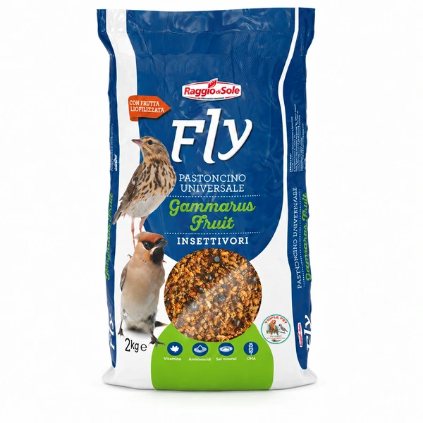 שקית מזון חרקים עם פירות FLY 2 קילו Gammarus Fruit עם לוגו טריפל פט