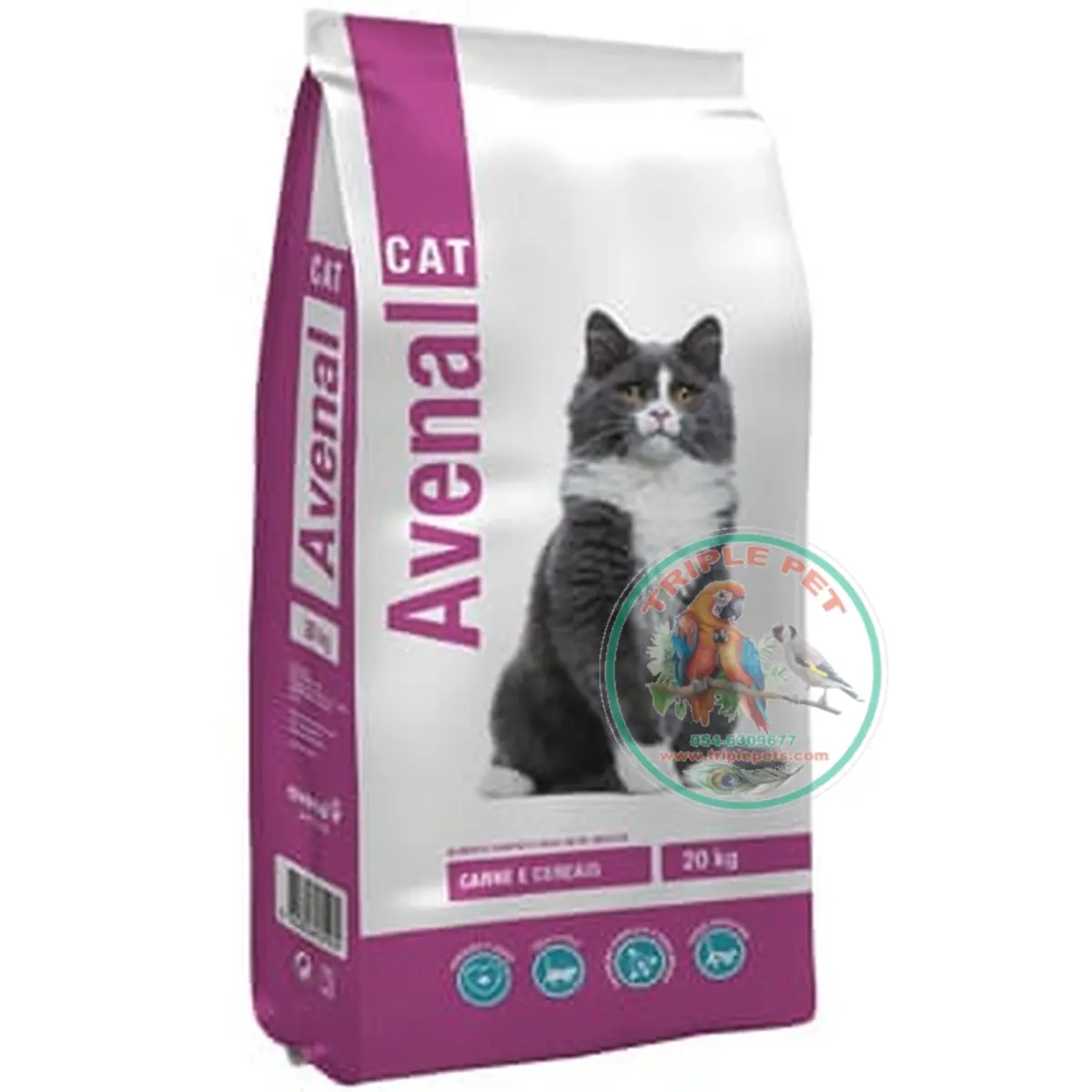 שק Avenal Cat Meat אוונל מזון יבש לחתולים בוגרים על רקע לבן