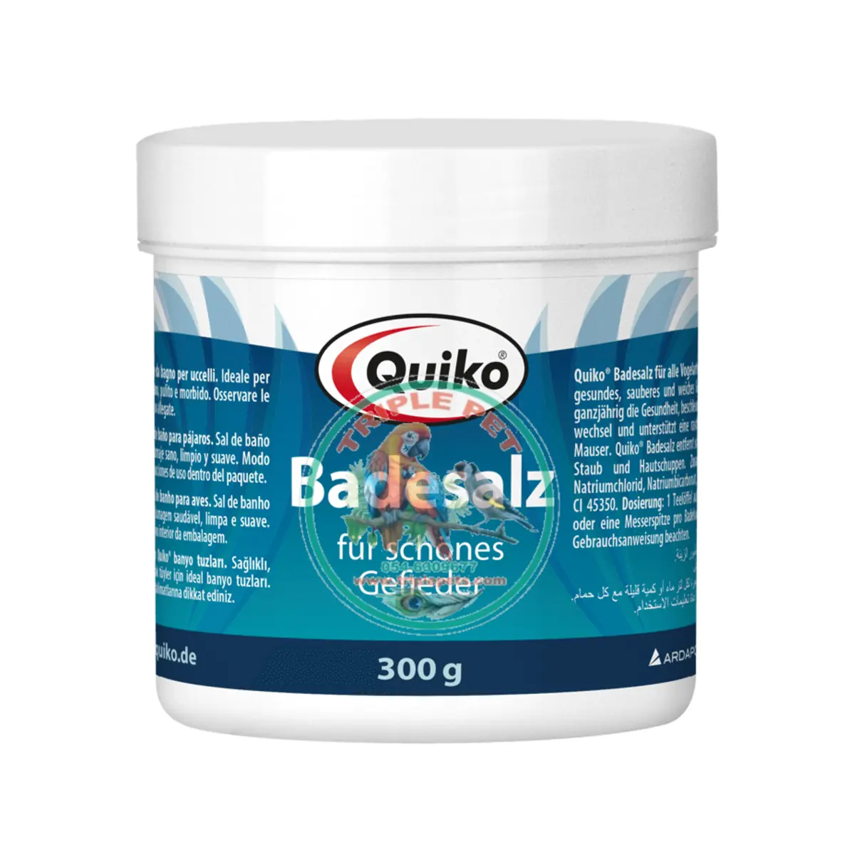 מלח אמבטיה קוויקו לציפורים Quiko Bath Salt 300 גרם עם לוגו TriplePets