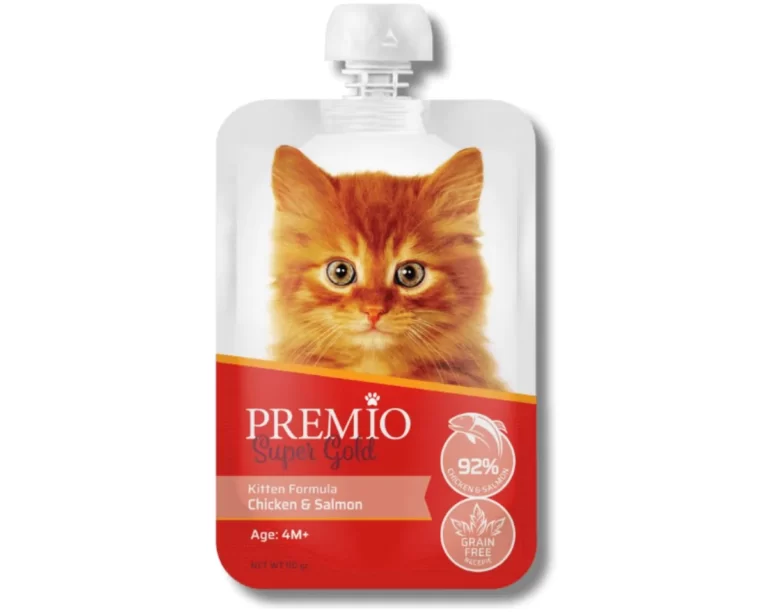 פרמיו מחית בשר עוף וסלמון לקיטן 90 גרם – התחלה טעימה ובריאה לגור שלך