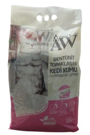 שק חול לחתולים מתגבש 10 ליטר ANIMAL WORLD בניחוח בייבי פאודר