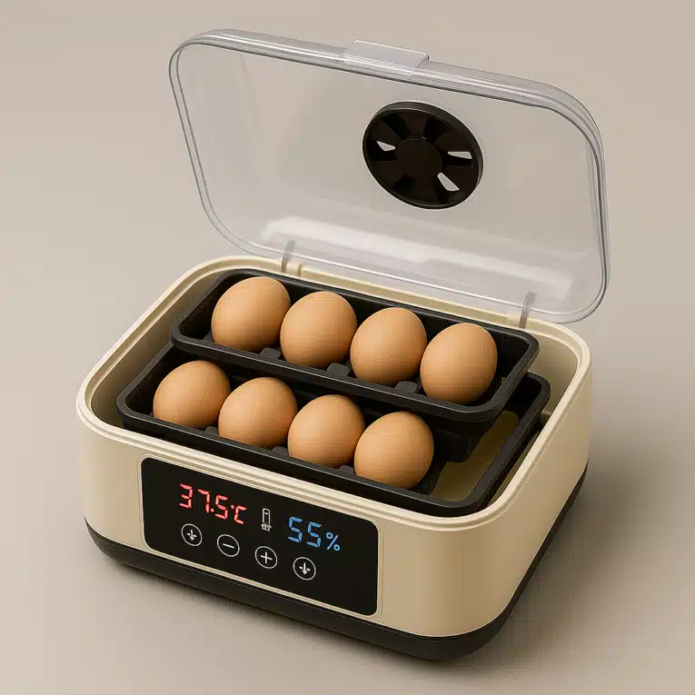 מגשי מדגרה נשלפים עם מערכת סיבוב אוטומטי לביצים