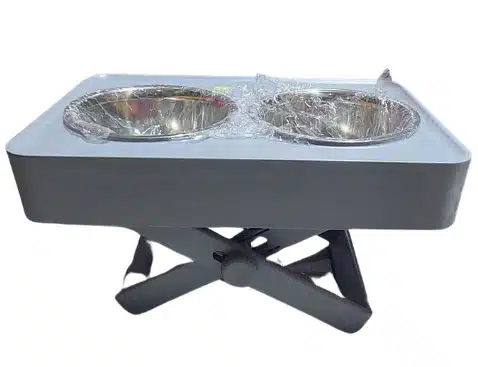 כלי אוכל ומים מוגבה לכלבים עם סטנד מתקפל