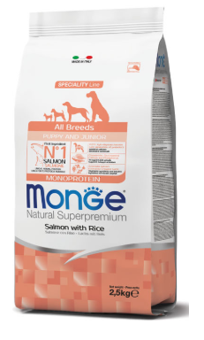 מונג' מזון לגורי כלבים סלמון ואורז Monge Puppy & Junior