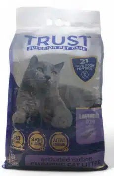 חול מתגבש לחתולים טראסט בריח לבנדר עם פחם פעיל 10 ליטר TRUST