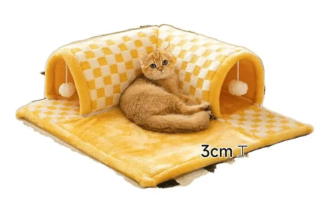 מיטת מנהרה לחתול – קן חמים עם מנהרת משחק לחתולים