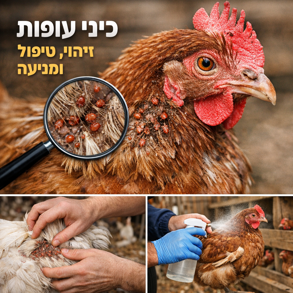 כיני עופות על נוצות תרנגולת בזמן בדיקה