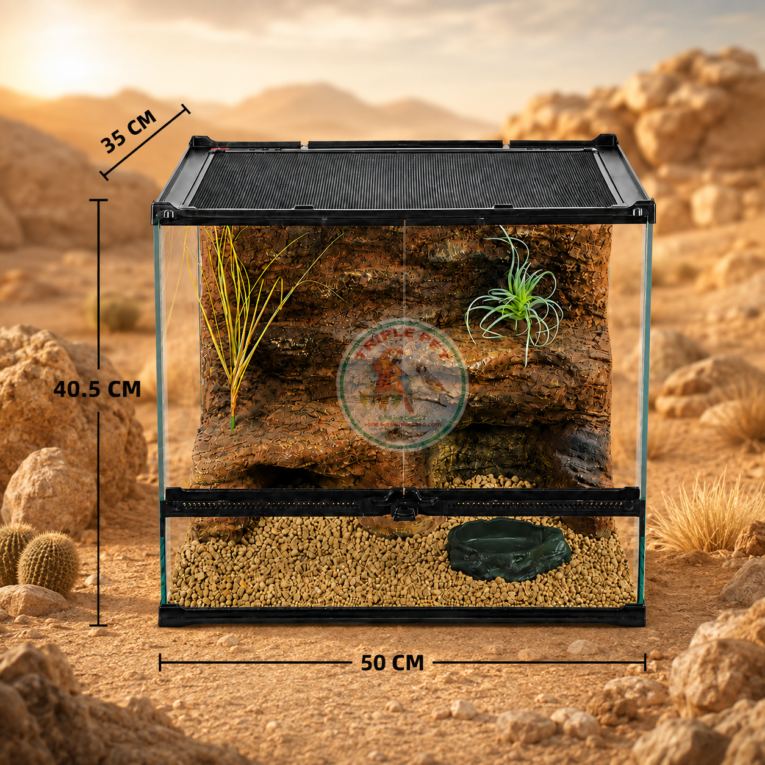 טרריום Desert Oasis עם רקע לזוחלים 50×35×40 ס״מ