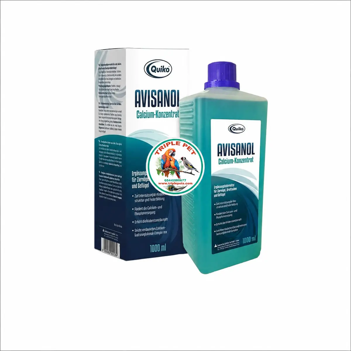 סידן נוזלי קוויקו לציפורים Quiko Avisanol Calcium בקבוק 1 ליטר