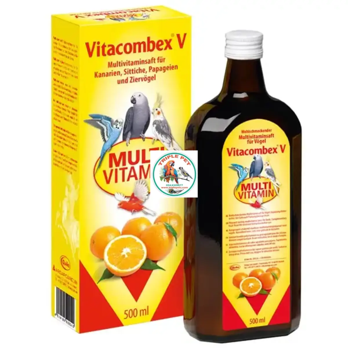 מולטי ויטמין נוזלי קוויקו לציפורים Quiko Vitacombex V בשלושה נפחים