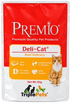 פרמיו פאוץ בקר ברוטב לחתול בוגר 85 גרם PREMIO Deli-Cat