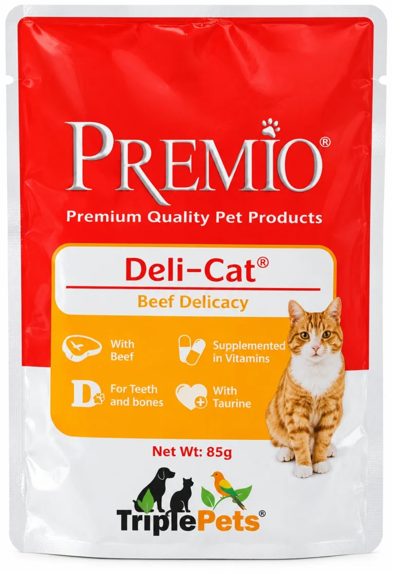 פרמיו פאוץ בקר ברוטב לחתול בוגר 85 גרם PREMIO Deli-Cat