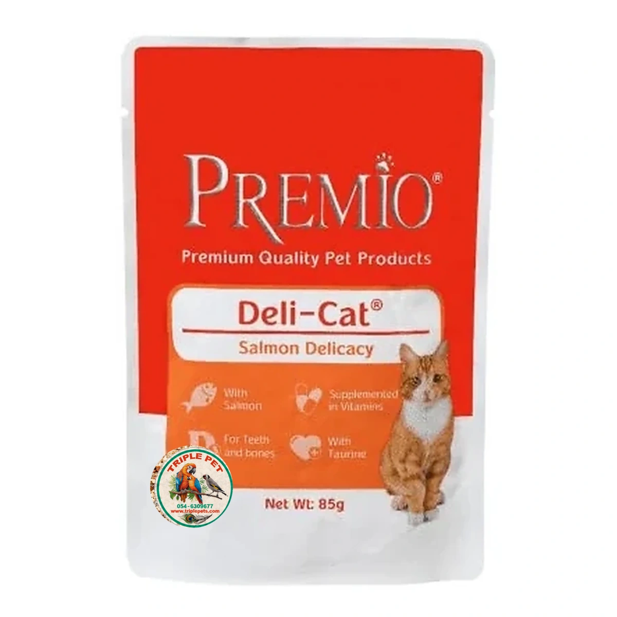 פרמיו פאוץ סלמון בג'לי לחתול בוגר 85 גרם PREMIO Deli-Cat
