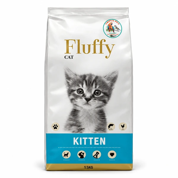 פלאפי לגורי חתולים Fluffy Cat Kitten – שק 1.5 ק״ג, 39% חלבון לפי היצרן; גמילת גורים וחתולות מניקות