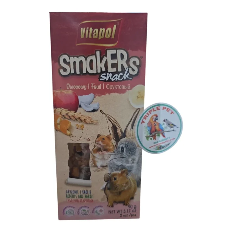 חטיף תפוח וקוקוס למכרסמים ויטאפול Smakers Fruit באריזה של 2 מקלות